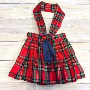 Vintage Girls Red and Green Plaid Pleated Skirt Christmas Holiday Winter